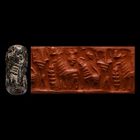 Western Asiatic Grey Stone Cylinder Seal with Animals