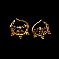 Western Asiatic Gold Gem-Set Earrings