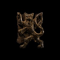 Post Medieval Bronze Rampant Guardant Lion Heraldic Mount