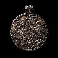 Large Viking Age Silver Pendant with Beast Facing Back
