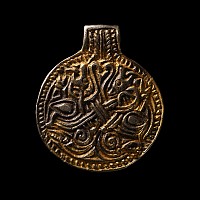 Large Viking Age Silver-Gilt Pendant with Entwined Beasts