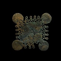 Luristan Bronze Horse Harness Mount with Figures Holding Hands