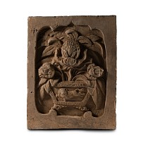 Chinese Song Temple Tile with Chrysanthemums