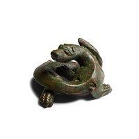 Chinese Han Style Coiled Bronze Pixiu