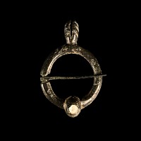 Medieval Bronze Annular Brooch with Turret