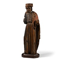 Medieval Painted Wooden Merchant Figure