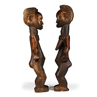 West African Carved Wooden Baule Figure Pair