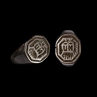 Tudor Period Tinned Bronze Signet Ring with Crowned Initials