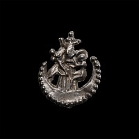 Medieval 'Thames' Pewter Pilgrim's Badge with Virgin & Child within Crescent Moon