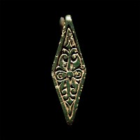Anglo-Saxon Gilt Chip-Carved Bronze Lozengiform Brooch
