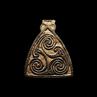 Anglo-Saxon Gilt Chip-Carved Bronze Hanging Bowl Mount