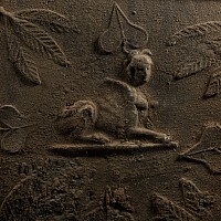 Roman Lead Coffin Fragment with Sphinx, Medusa and Dolphins
