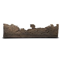 Roman Lead Coffin Panel with Sphinx, Medusa and Dolphins