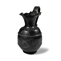 Etruscan Terracotta Bucchero Oinochoe with Incised Animals