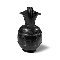 Etruscan Terracotta Bucchero Oinochoe with Incised Animals