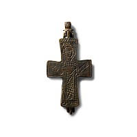 Byzantine Style Bronze Reliquary Cross Pendant