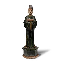 Large Chinese Ming Green-Glazed Figure