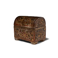 Post Medieval Painted Miniature Alabaster Casket