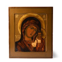 Russian Icon with Virgin of Kazan with the Blessing Child