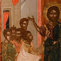 Cretan Wooden Incredulity of St Thomas Icon