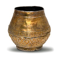 Viking Age Silver-Gilt Jar with Interlaced Design and Pseudo-Arabic Inscription