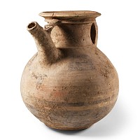 Western Asiatic Painted Terracotta Vessel with Figures and Birds