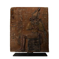 Large Egyptian Revival Painted Stone Plaque