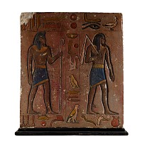 Large Egyptian Revival Painted Stone Plaque