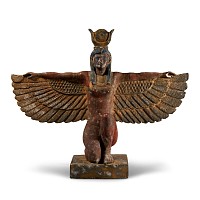 Large Egyptian Revival Painted Stone Statue