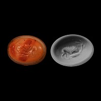Roman Banded Agate Lion Attack Gemstone