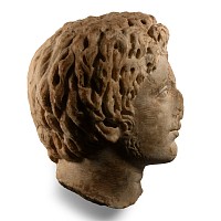 Roman Marble Head of a Germanic Warrior