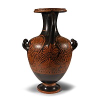 Greek Red-Figure Hydria with Combat Scene Between Amazons and Greek or Trojan Heroes