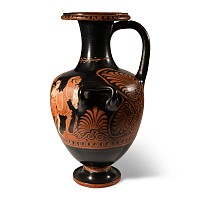 Greek Red-Figure Hydria with Combat Scene Between Amazons and Greek or Trojan Heroes
