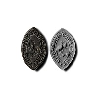 Medieval Bronze Vesica-Shaped Seal Matrix with a Bird