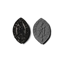 Medieval Bronze Vesica-Shaped Seal Matrix with Virgin and Child