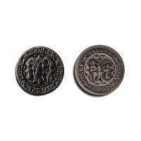 Large Medieval Bronze Round Seal Matrix for Mark, Matthew, Luke, John