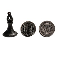 Large Medieval Bronze Round Seal Matrix for Mark, Matthew, Luke, John