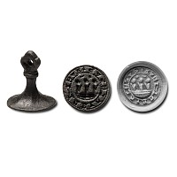 Medieval Bronze Round Seal Matrix with Hail Mary and Jesus