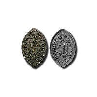Medieval Bronze Vesica-Shaped Seal Matrix for Henry of Thorp