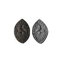 Medieval Bronze Vesica-Shaped Seal Matrix with Falcon