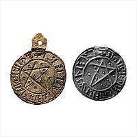 Large Medieval Lead Round Seal Matrix with Pentagram for Robert son of Wigmær