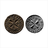Large Medieval Lead Round Seal Matrix for Edmund son of William