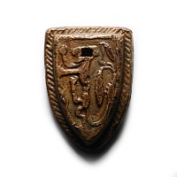 Medieval Lead Shield-Shaped Weight with Rampant Lion of Simon de Montfort