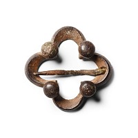 Medieval Bronze Quatrefoil Ring Brooch with Bosses