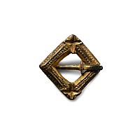 Medieval Gilt Bronze Lozenge-Shaped Ring Brooch with Inscription Verso