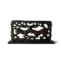 Ordos Bronze Belt Buckle with Lion Attacking a Doe