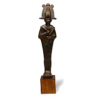 Large Egyptian Bronze Osiris with Silver-Inlaid Eyes