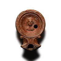 Roman Terracotta Oil Lamp with Bust of Ceres