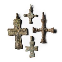 Byzantine Bronze Cross Pendant Group
