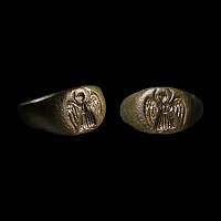 Byzantine Bronze Ring with Angel